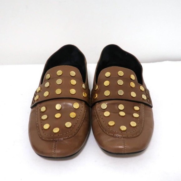 Isabel Marant Feenie Convertible Loafers Brown Studded Leather Flats Size 36 - Picture 4 of 10